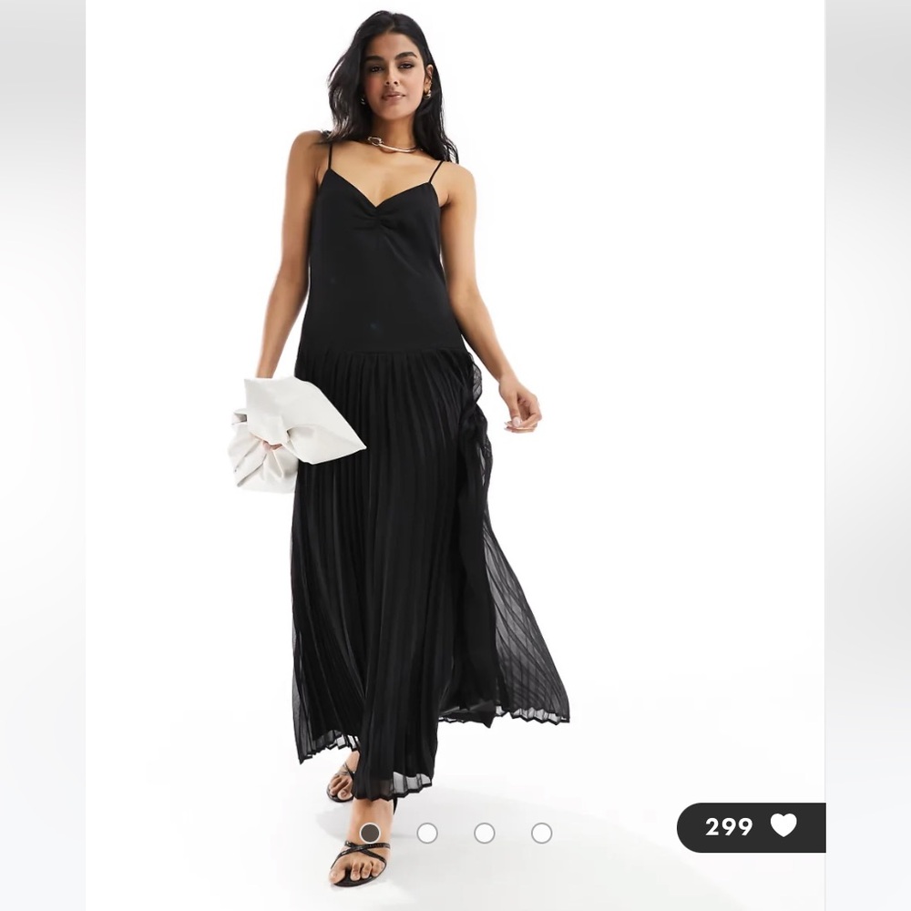 4th & Reckless chiffon pleated drop hem cami maxi dress in black
